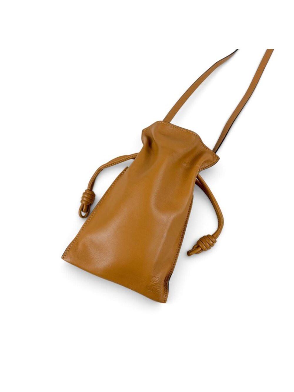 Loewe Flamenco Pocket Cross Brown Mini Shoulder Bag Nappa Leather